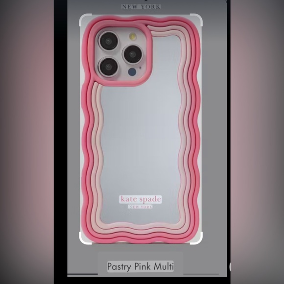 Kate Spade Pink and White Wavy Phone Rainbow Mirrored Case - Picture 2 of 2